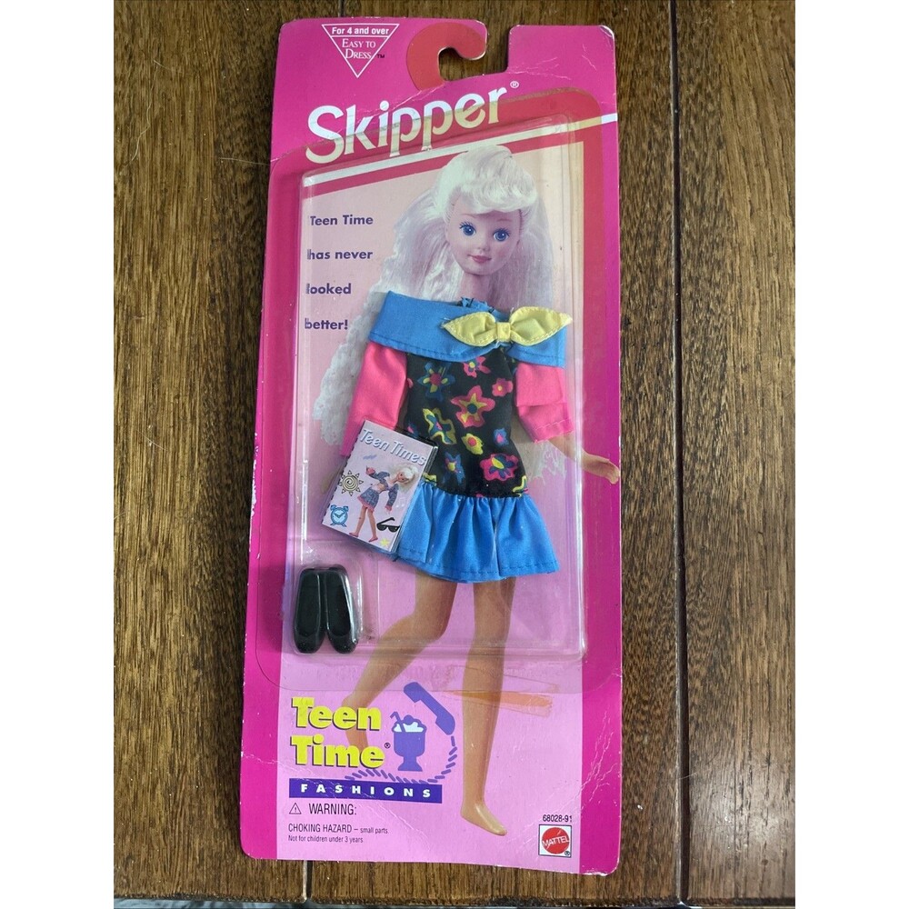 Teen Time Fashions Skipper 1995 Dress With Neon Colors Shoes And Magazine NRFB